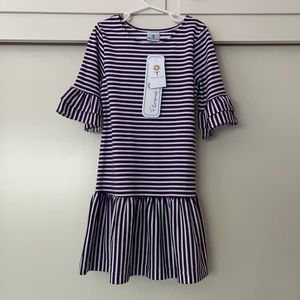 Florence Eisenman purple & white striped dress NWT
